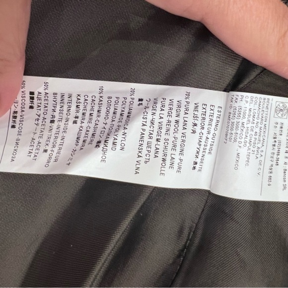 Sisley Cashmere Wool Pea Coat Jkt Blazer Black Velvet Soft Ruffle Snap Up Small - Picture 6 of 13